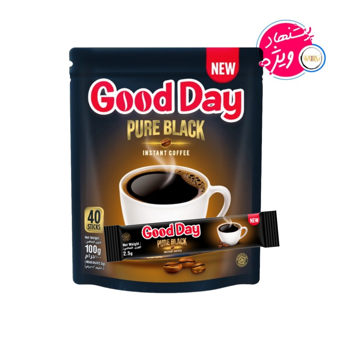 قهوه فوری گوددی Good Day مدل Pure Black بسته 40 عددی تاریخ فول | بروزرسانی قیمت 28 آبان ماه